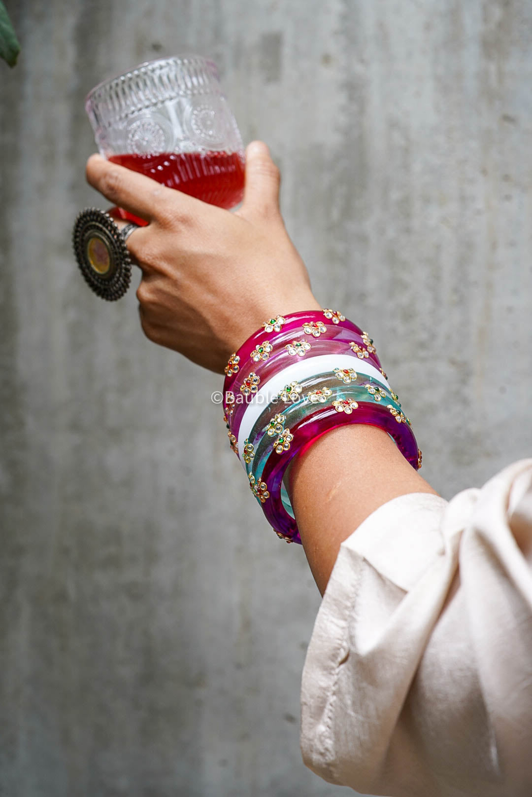 Onam Kundan Glass Bangle