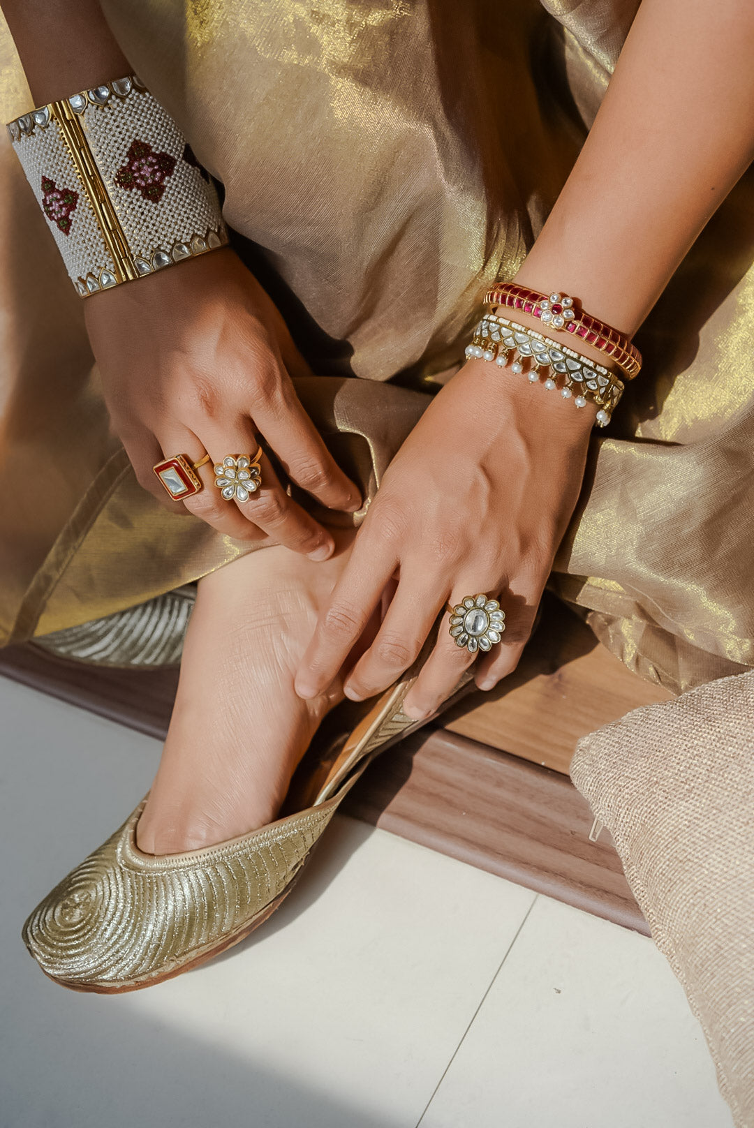 Doublet floral Jadau Ring