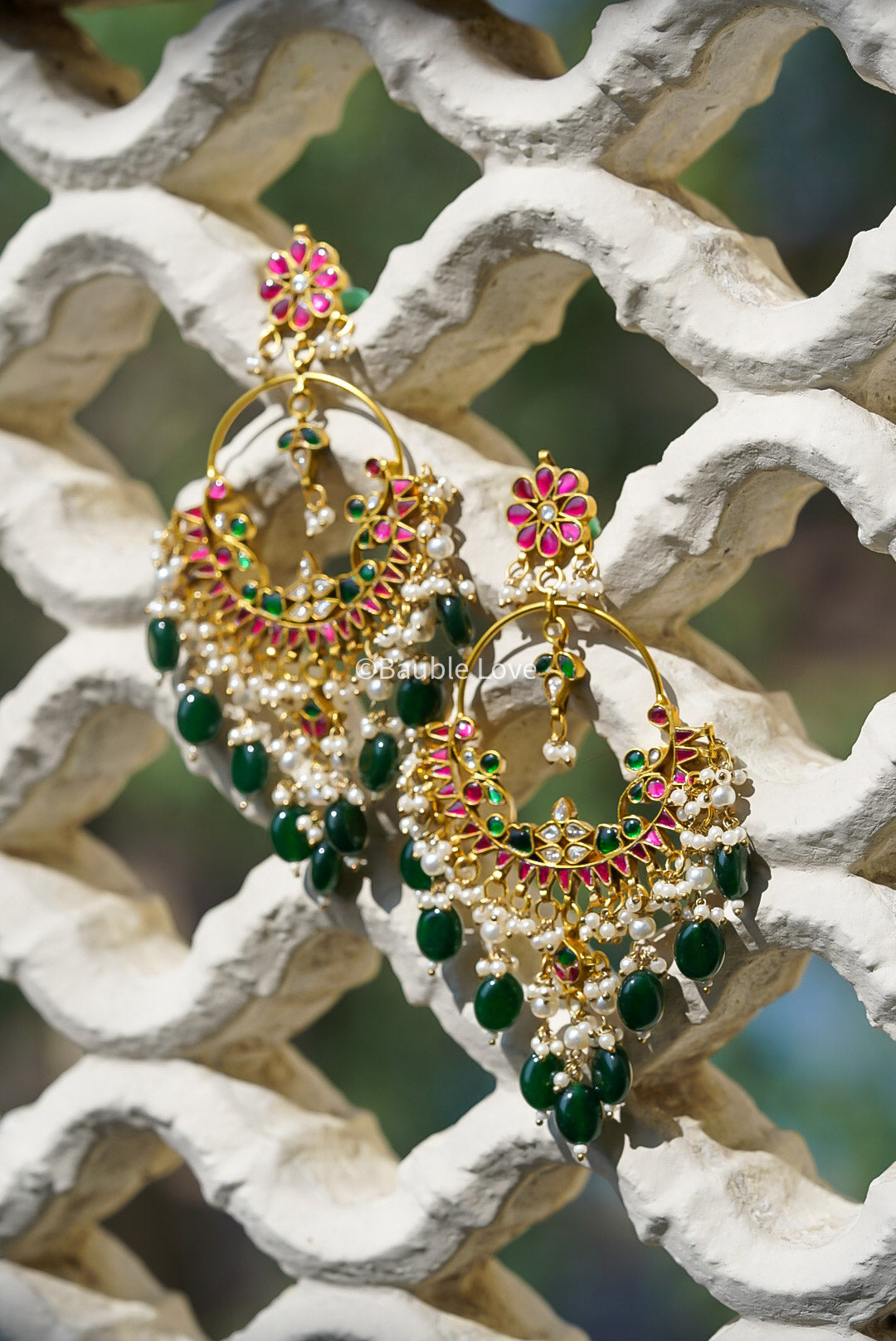 Hennah Jadau Chandbali Earrings