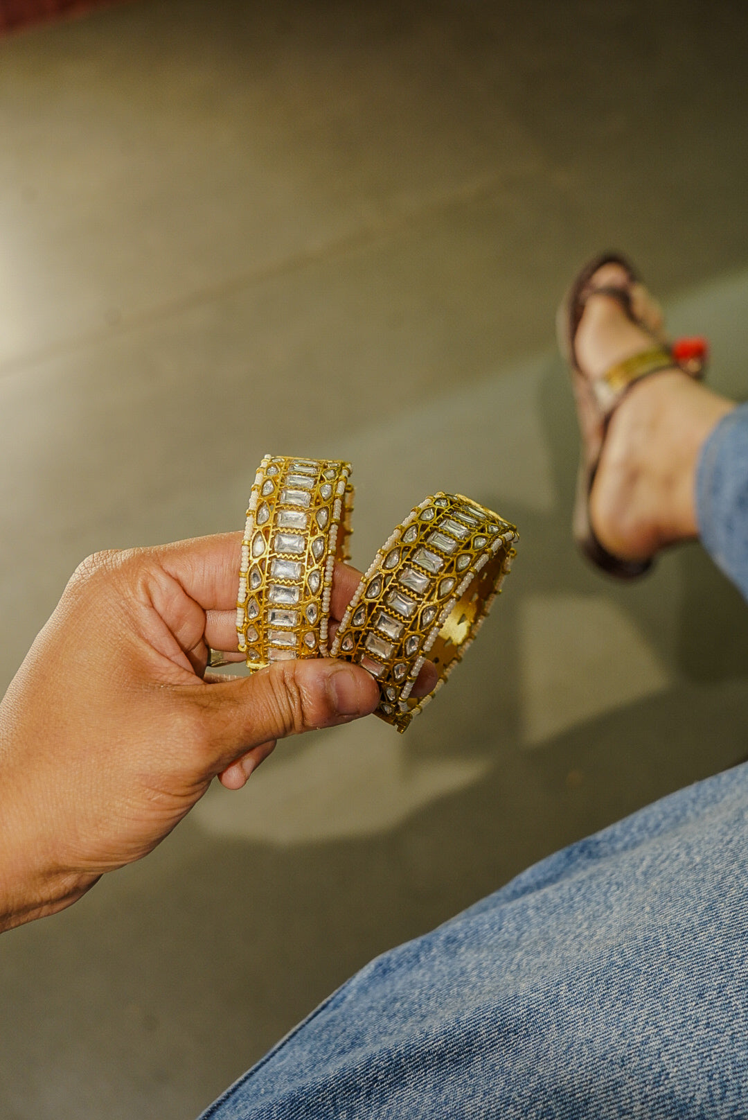 Alka Jadau Cuff (White)