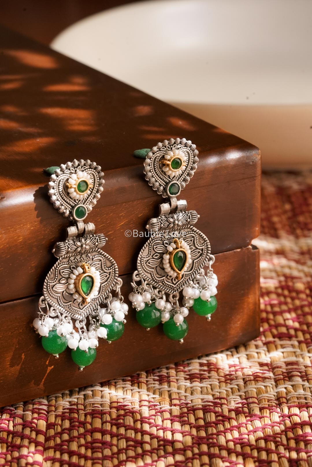 Green Festive Earrings