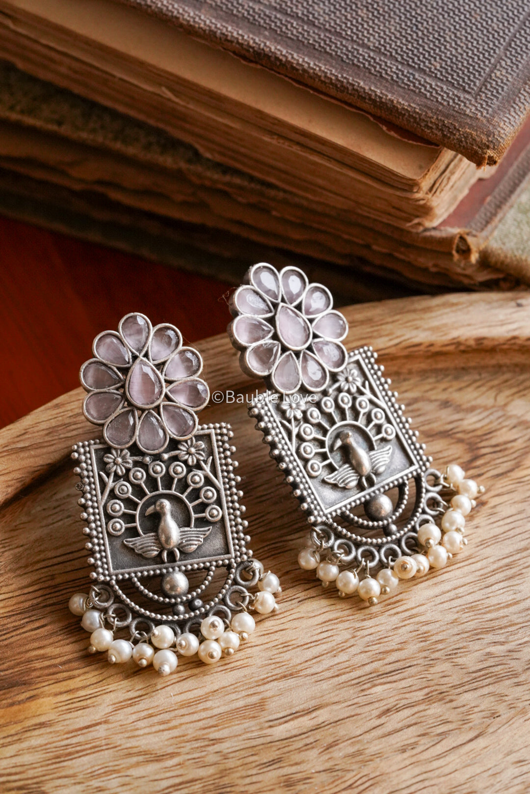 Floral Peacock Earrings