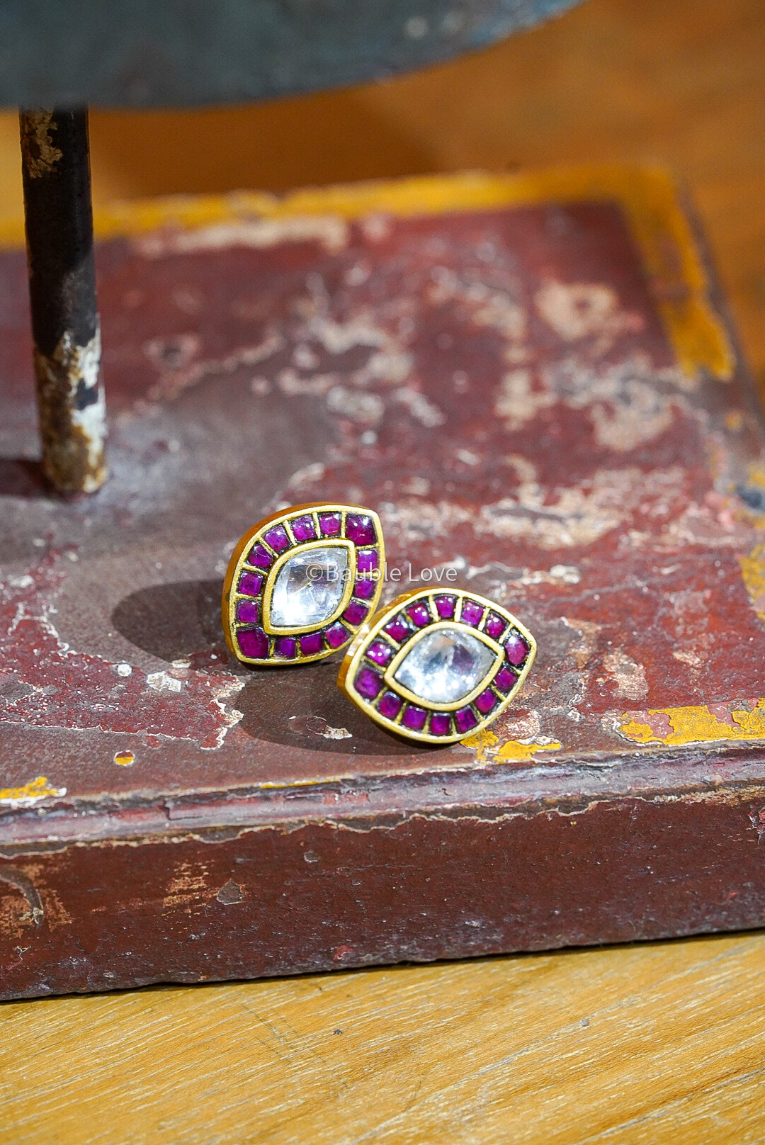 Niihaar Jadau Earrings (Pink)