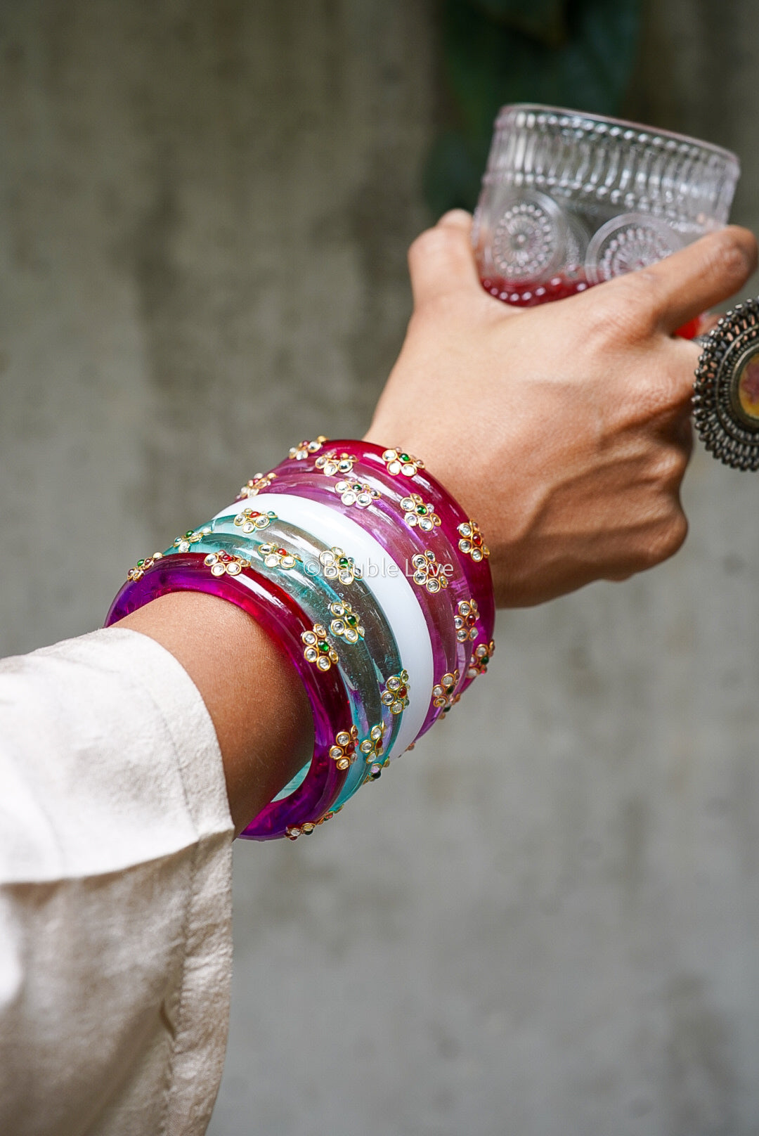 Onam Kundan Glass Bangle