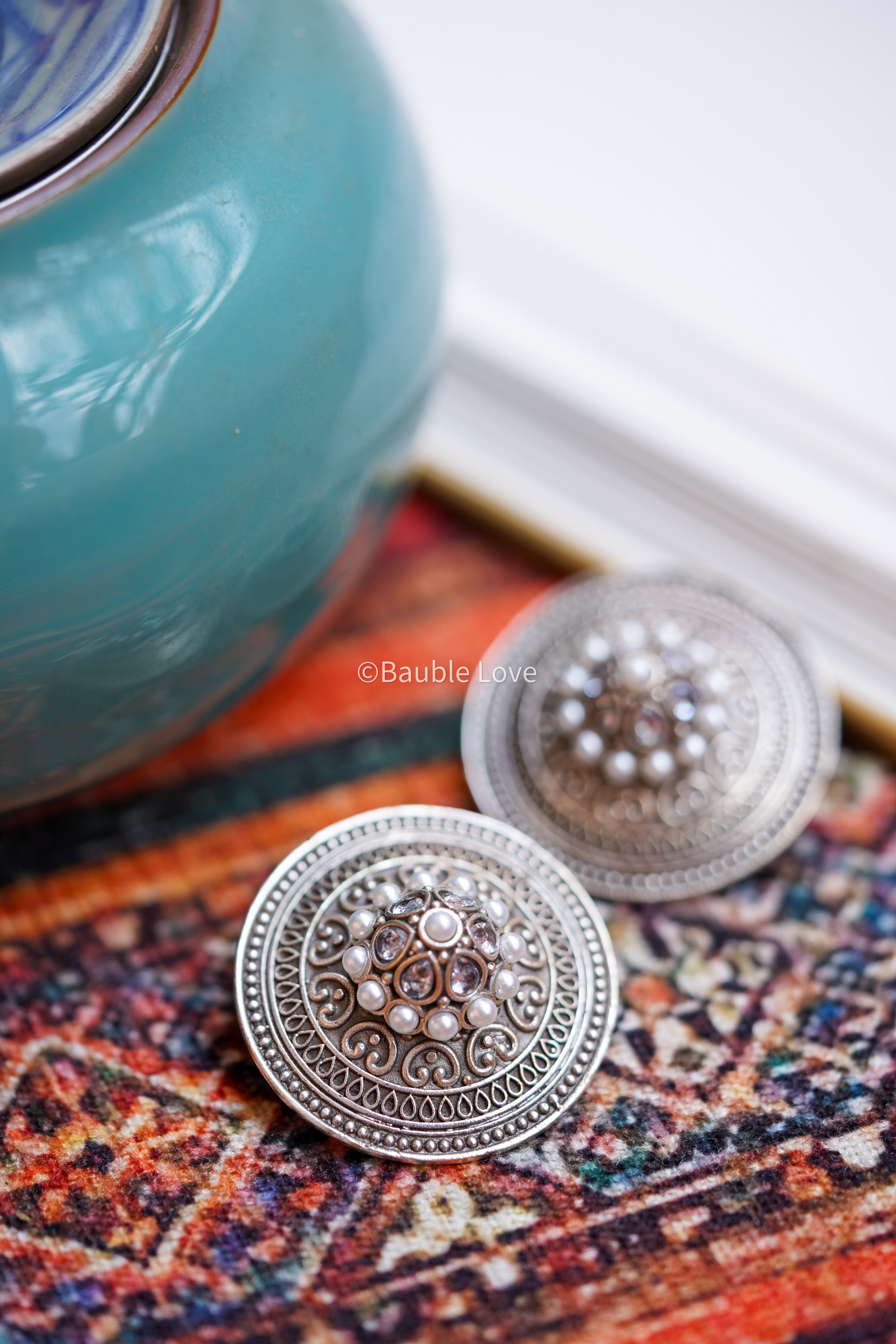 Floral Brass Stud Earrings
