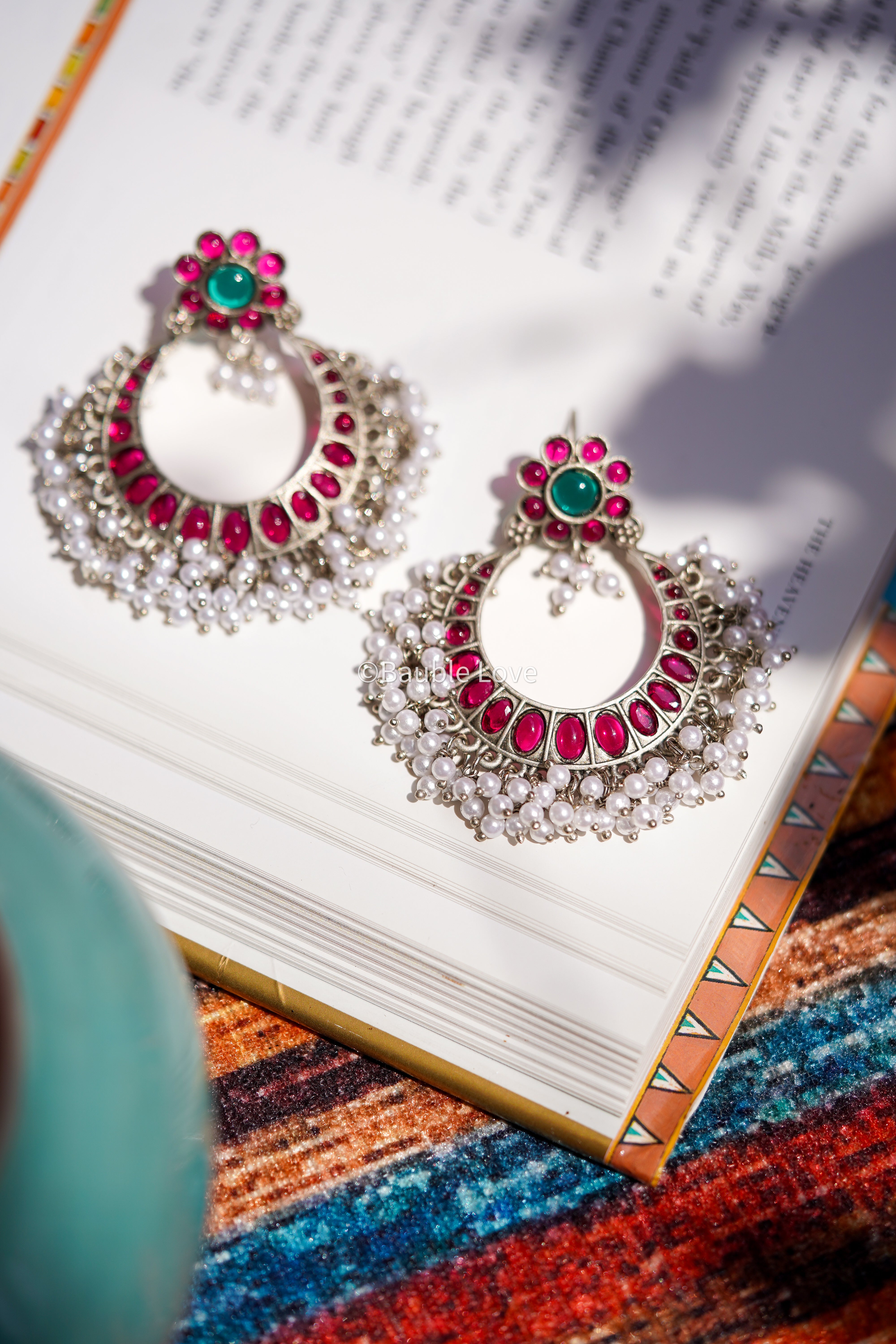 Nori Pink Chandbali Earrings