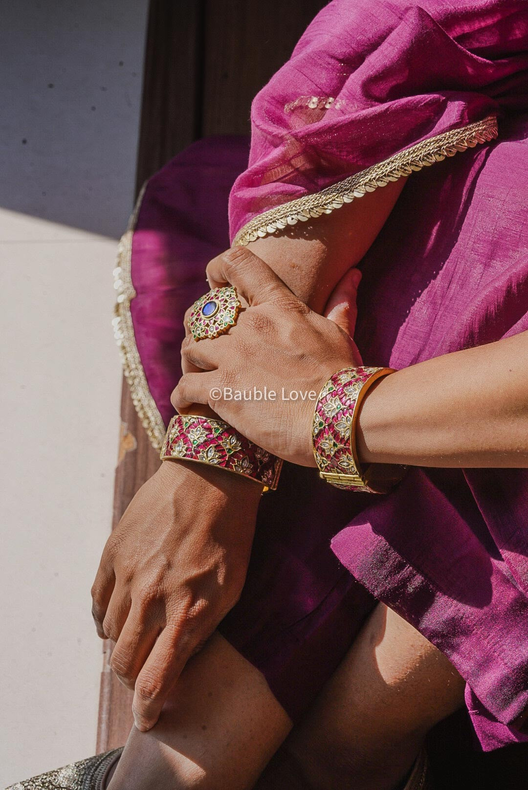 Mrinmayi Jadau Cuff (Pink)