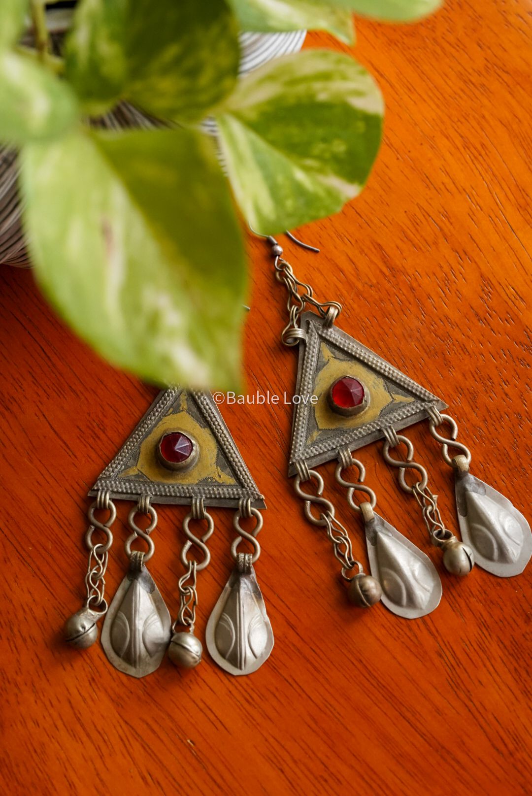 Turkmen Earrings (Gold Inlay Work)