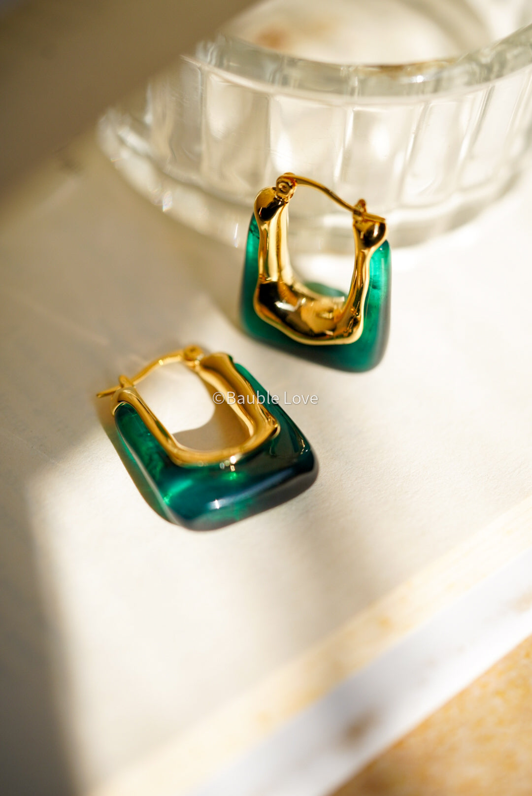 Green Resin Earrings