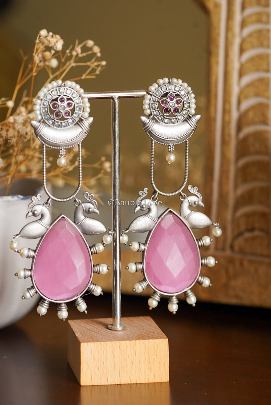 Devan Statement Earrings (Pink)