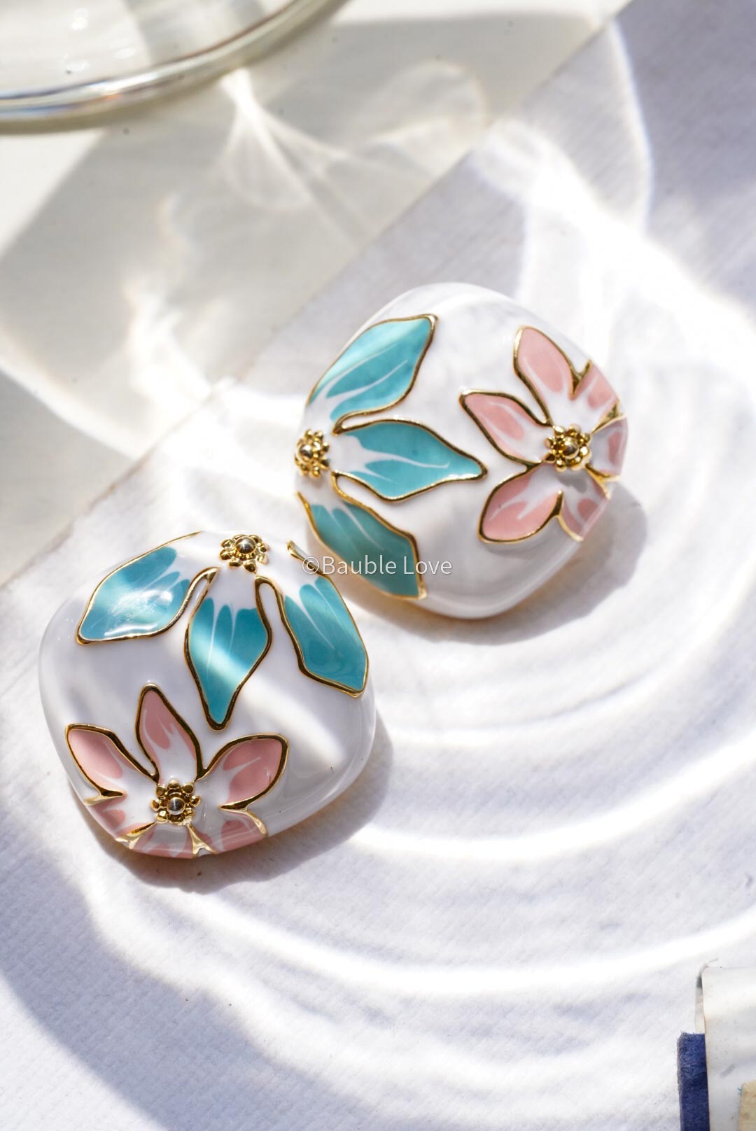 Art Deco Floral Earrings (Pastel)