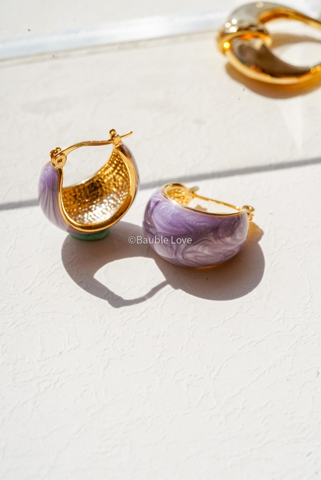 Mini Marble Drop Earrings (Purple)