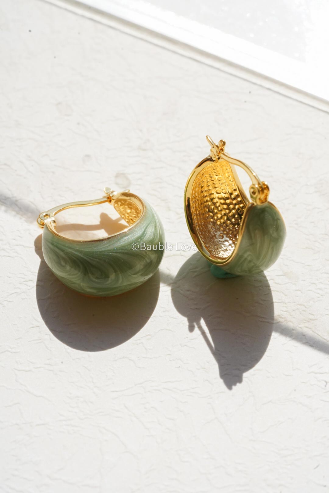 Mini Marble Drop Earrings (Green)