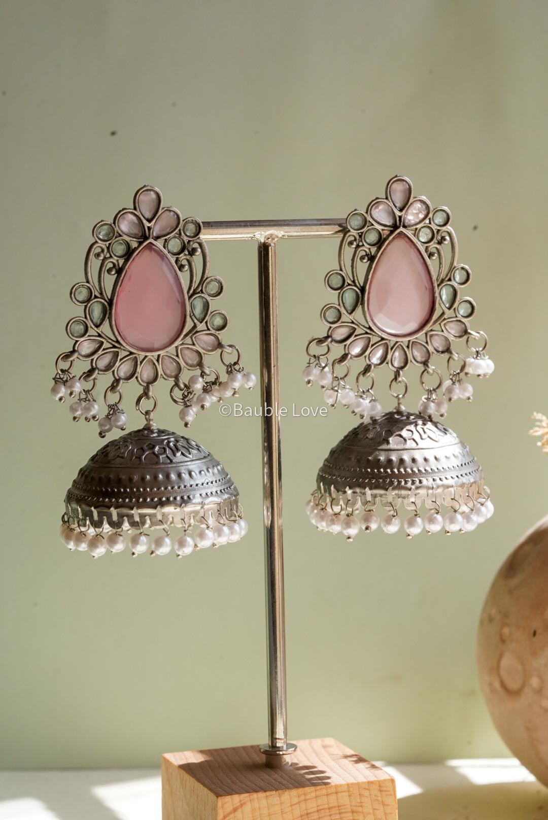 Pastel Statement Jhumka Earrings