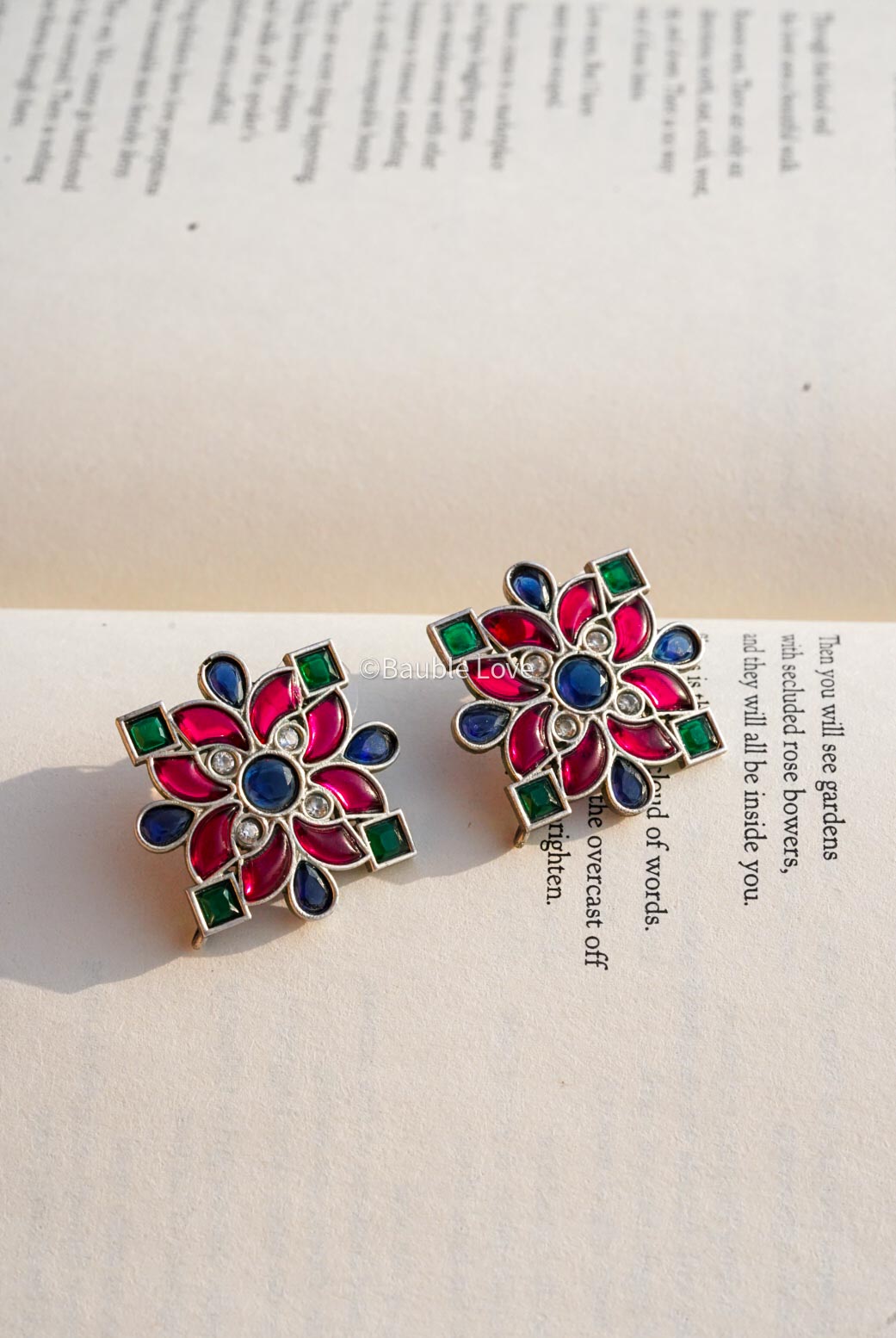 Mosaic Floral Stud Earrings