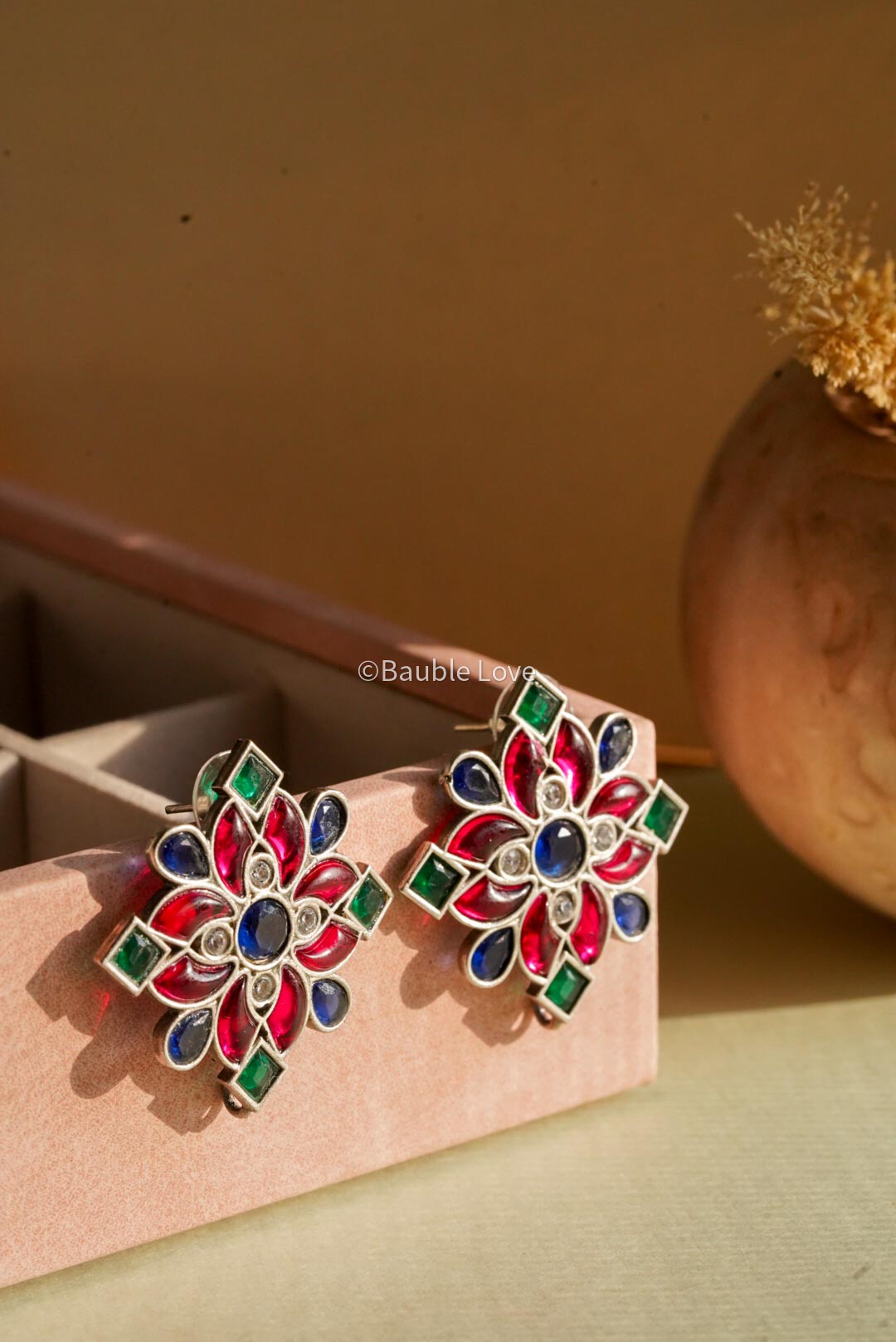 Mosaic Floral Stud Earrings