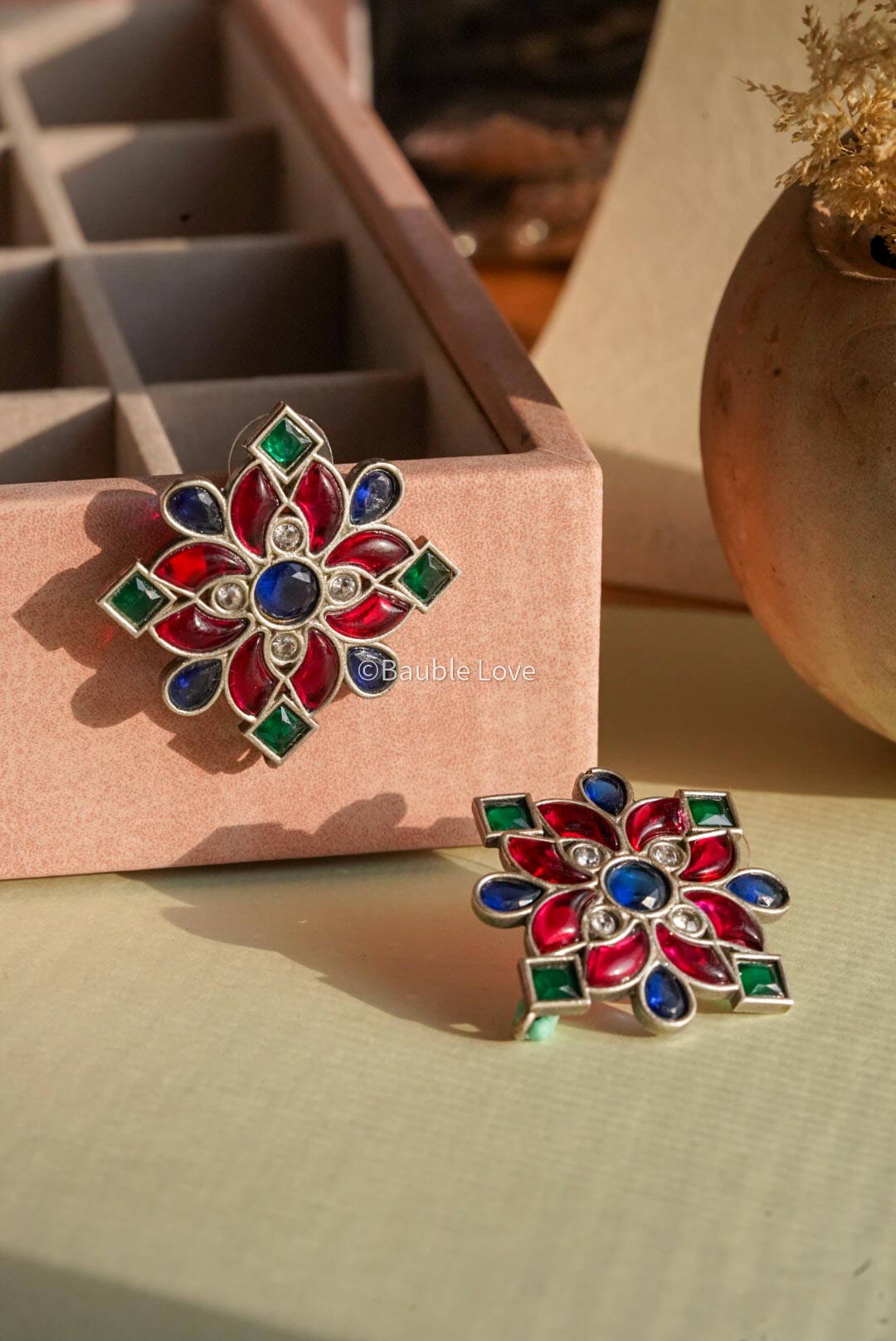 Mosaic Floral Stud Earrings