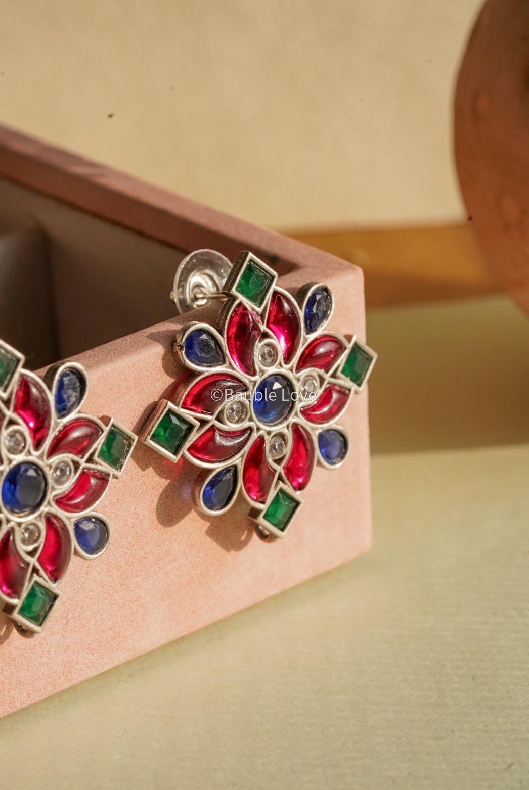 Mosaic Floral Stud Earrings