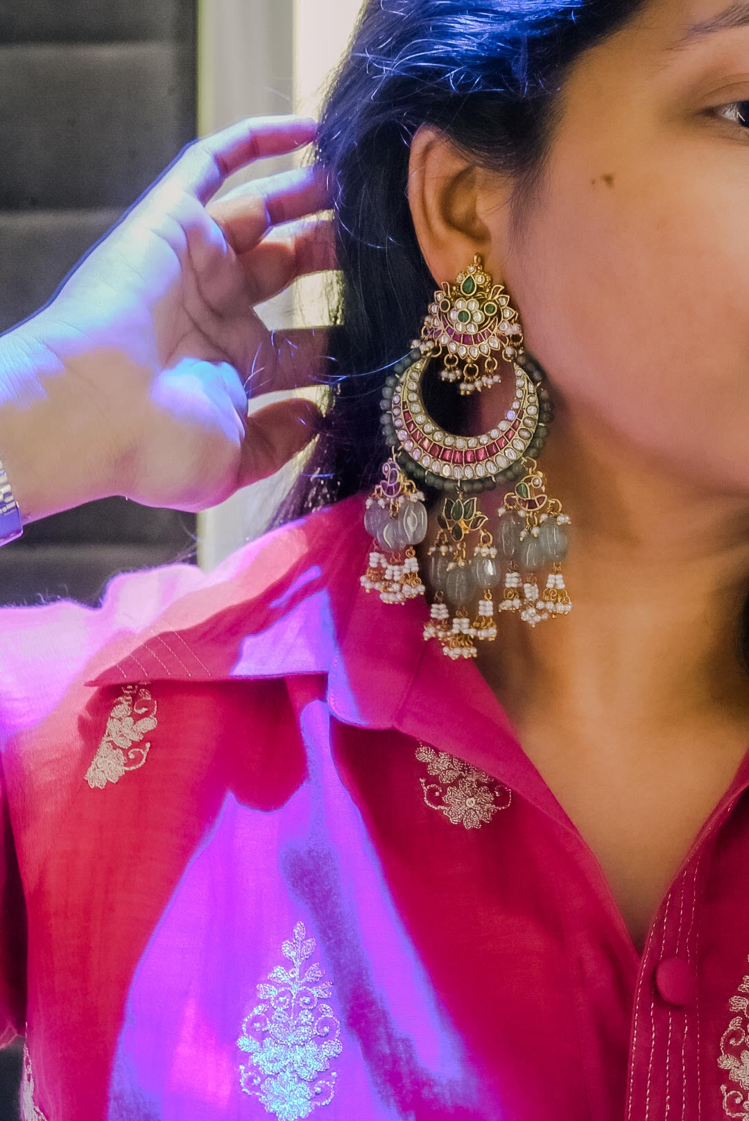 Falak Jadau Chandbali Earrings