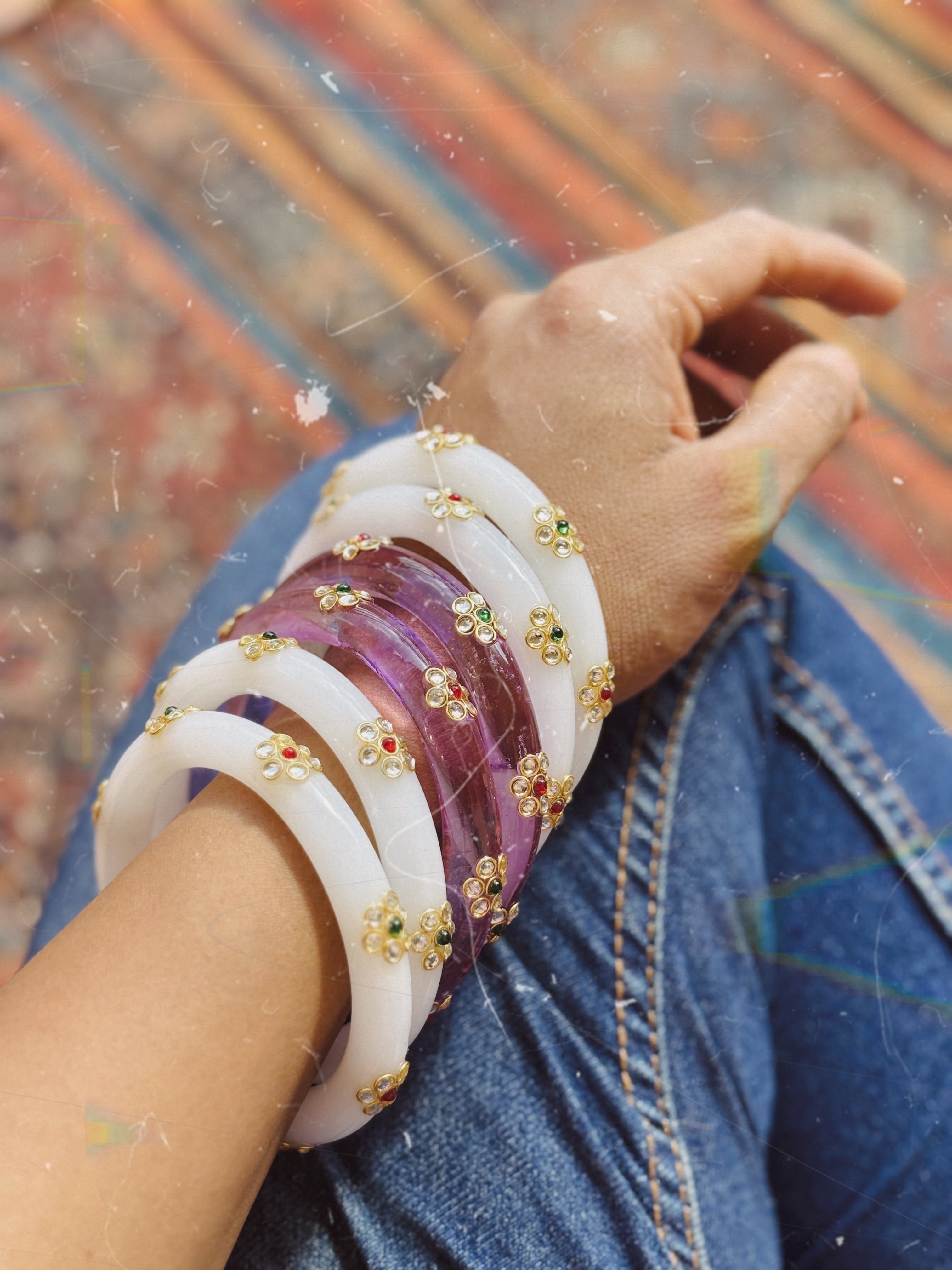 Onam Kundan Glass Bangle