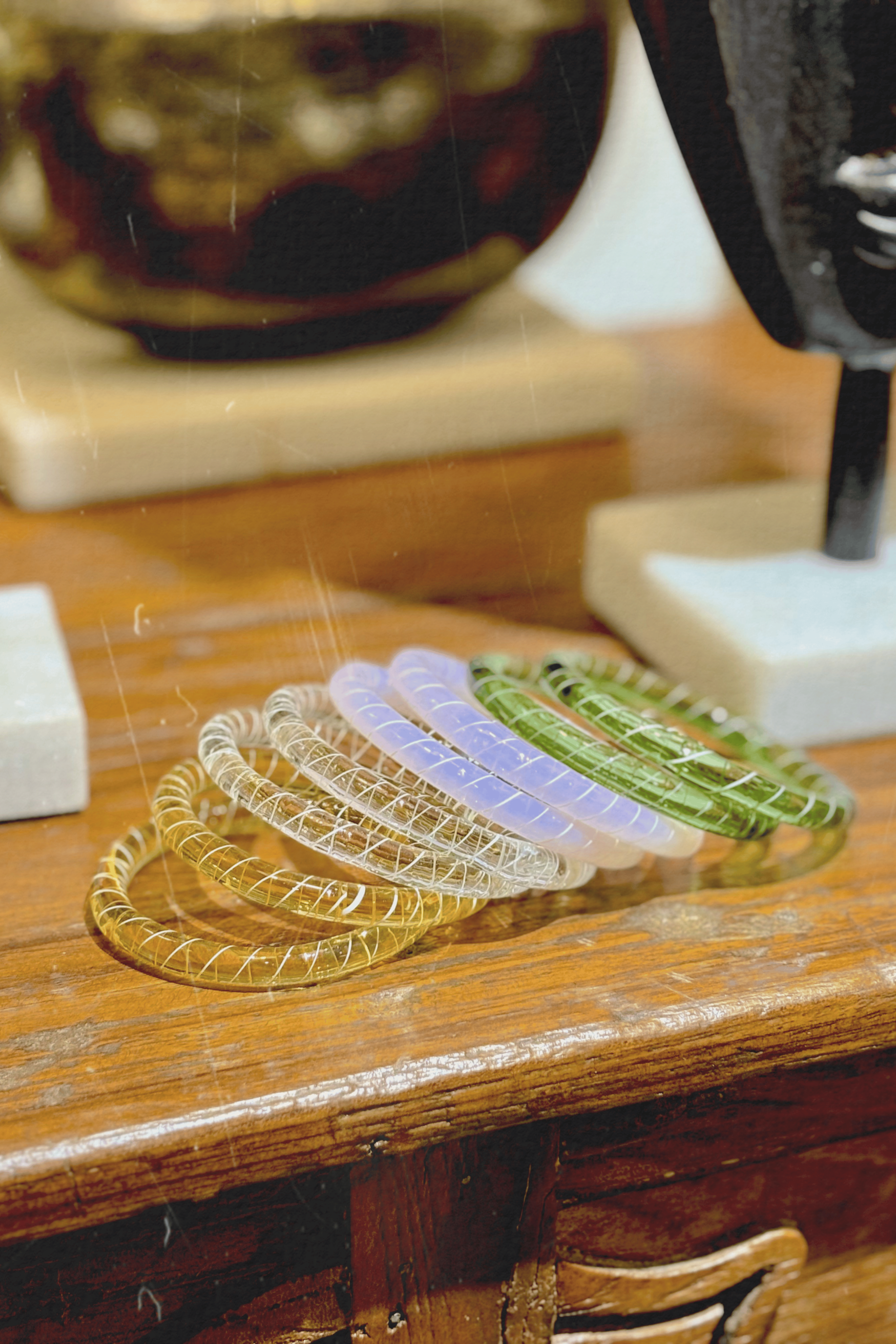 Stripe Glass Bangle (Set of 2)