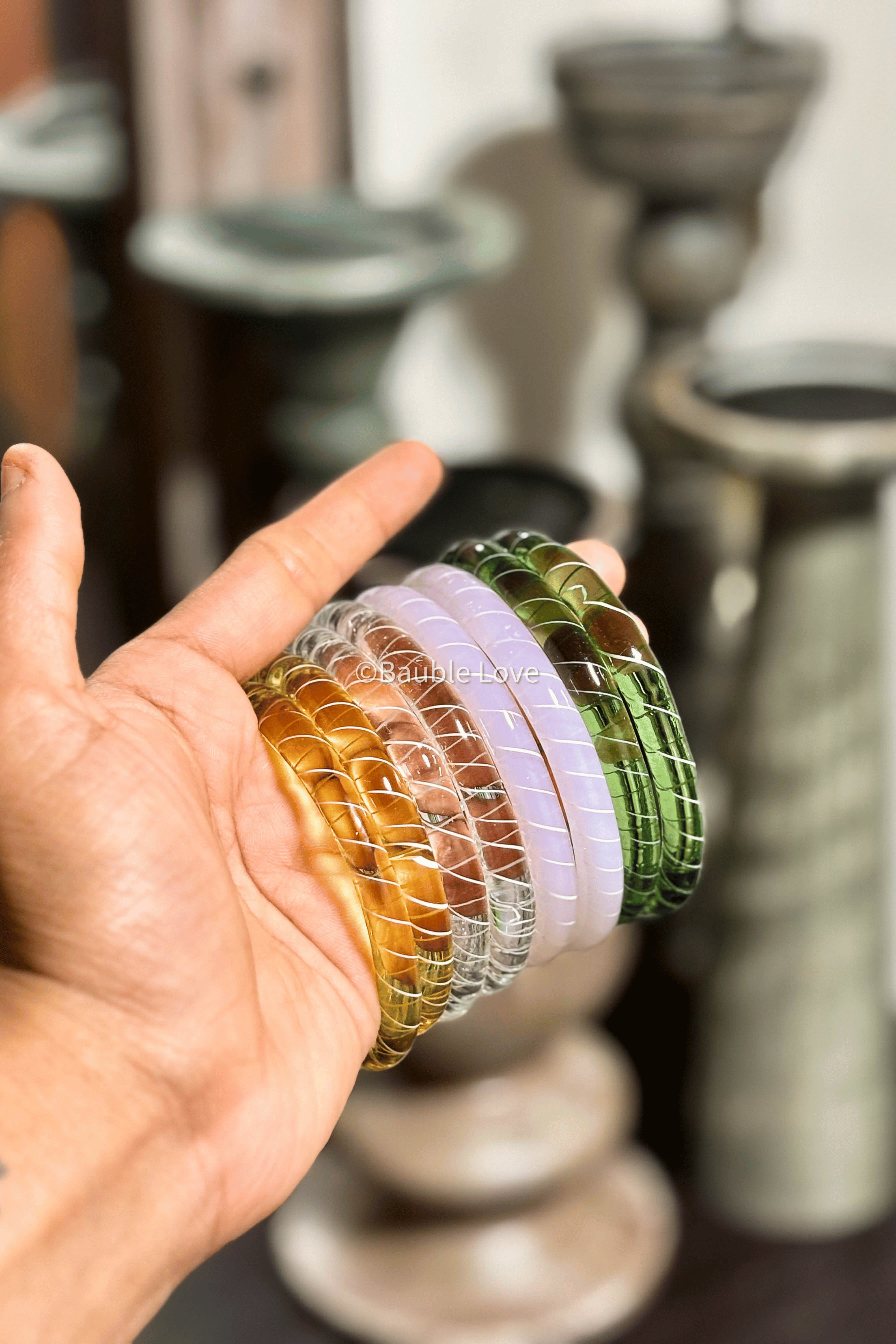 Stripe Glass Bangle (Set of 2)