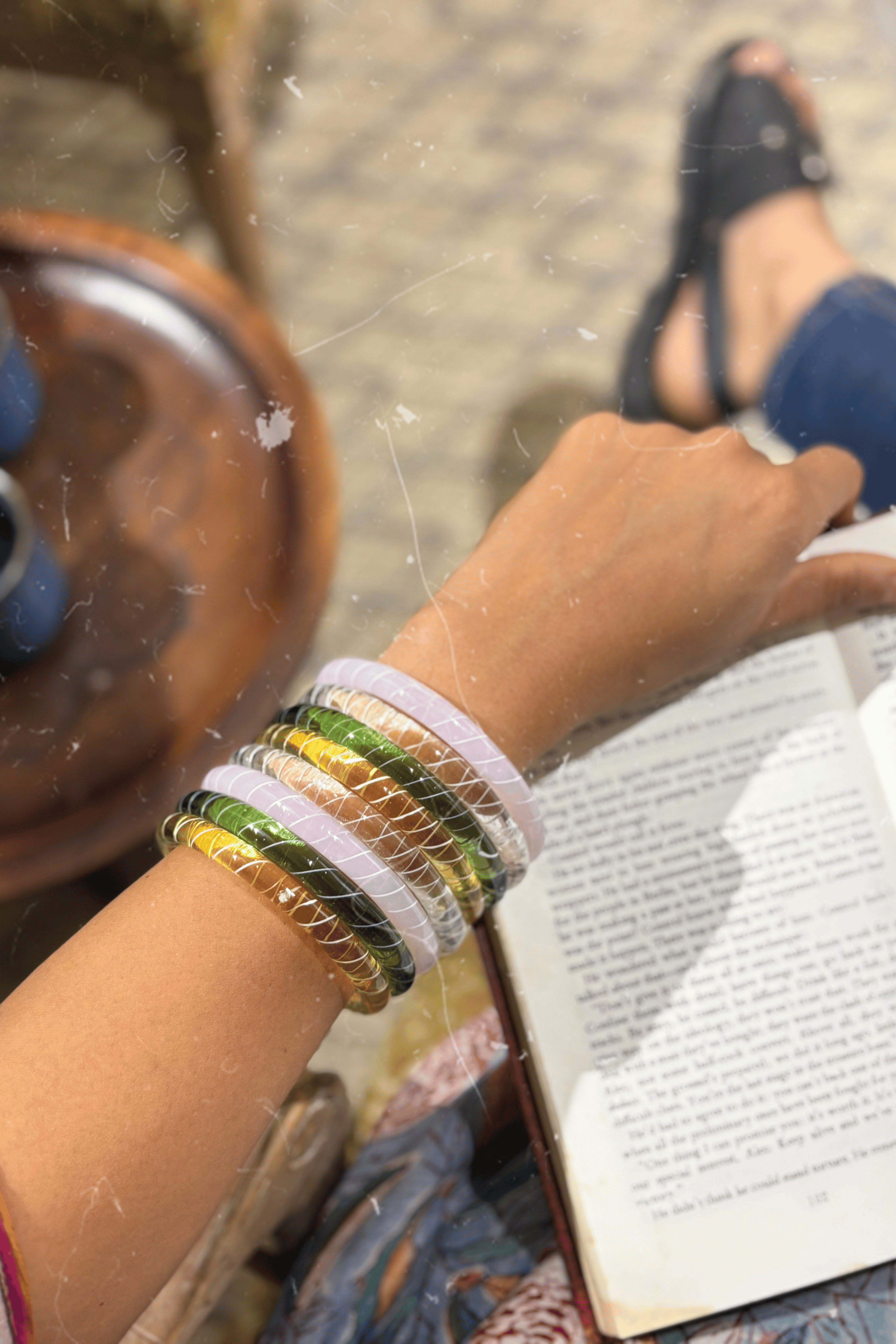 Stripe Glass Bangle (Set of 2)