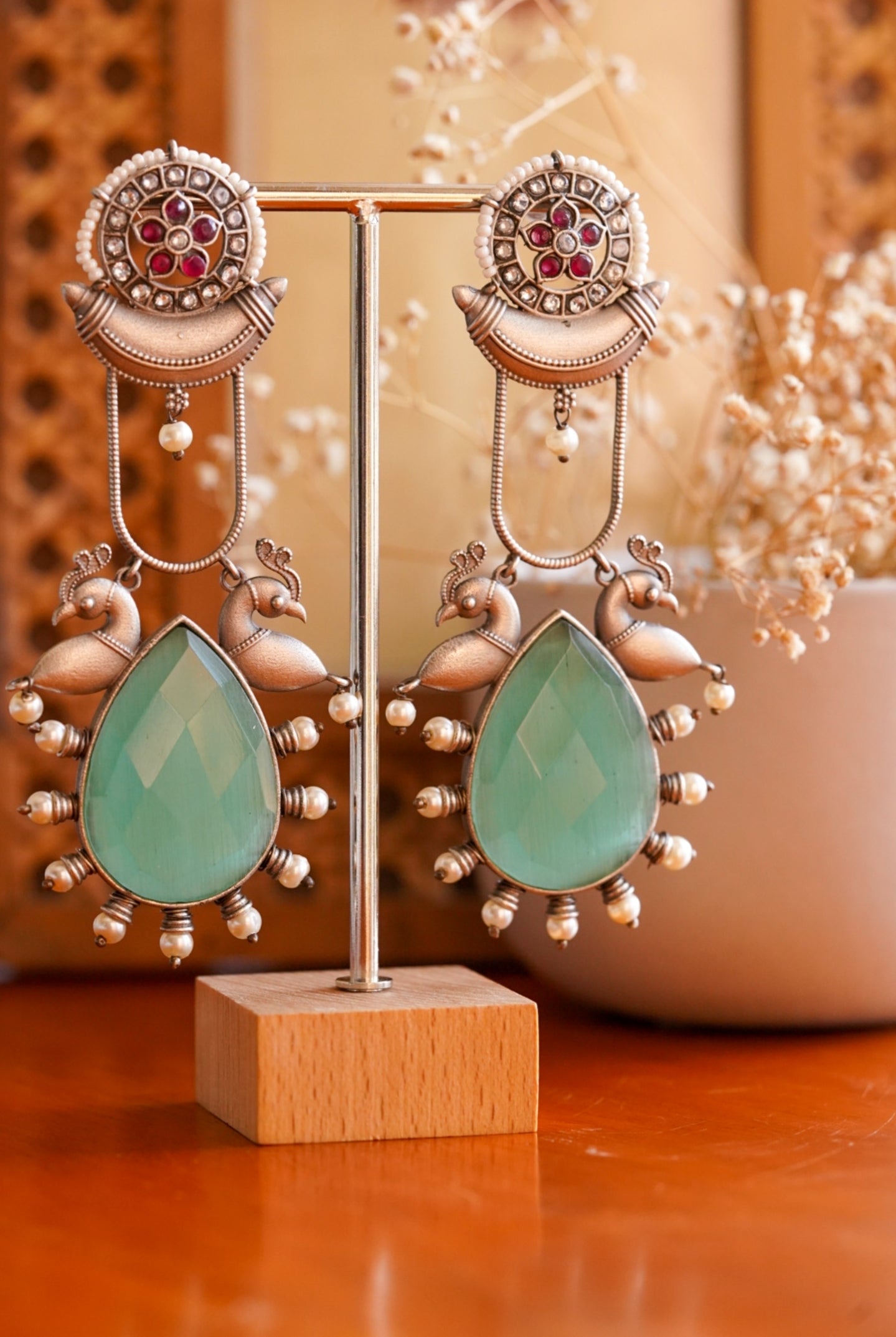 Devan Statement Earrings (Teal)