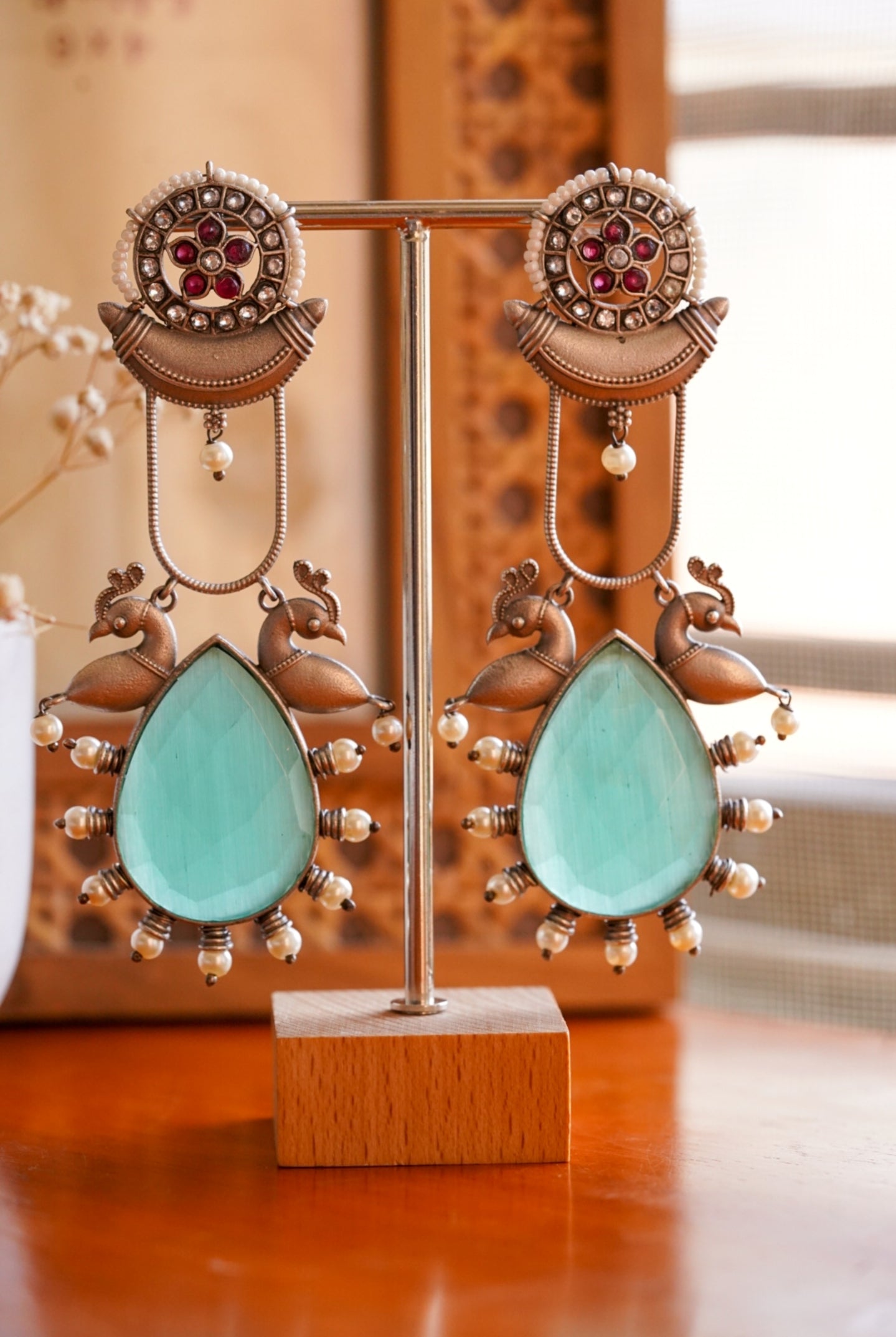 Devan Statement Earrings (Teal)