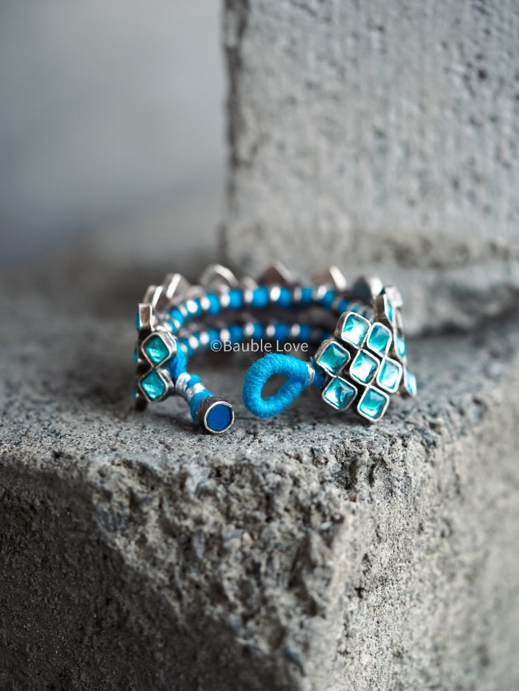 Madhura Glass Patwa Bracelet (Light Aqua)