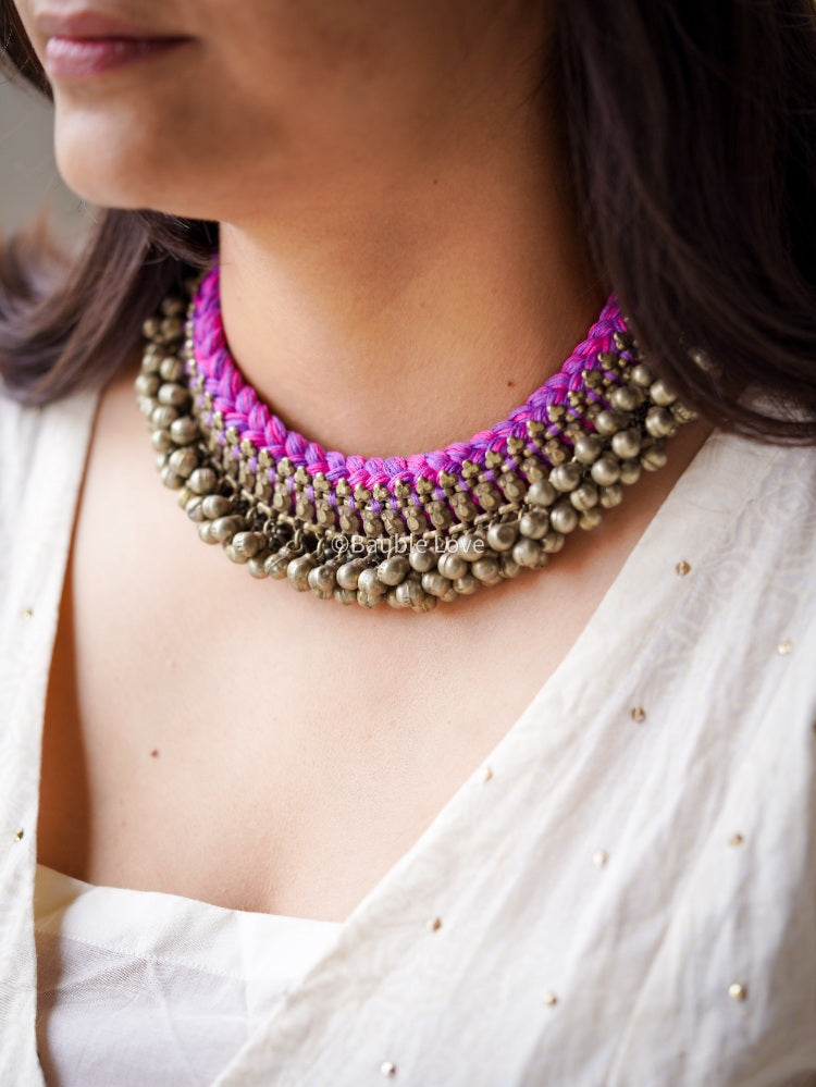 Kaya Ghungroo Choker (Pink & Purple)