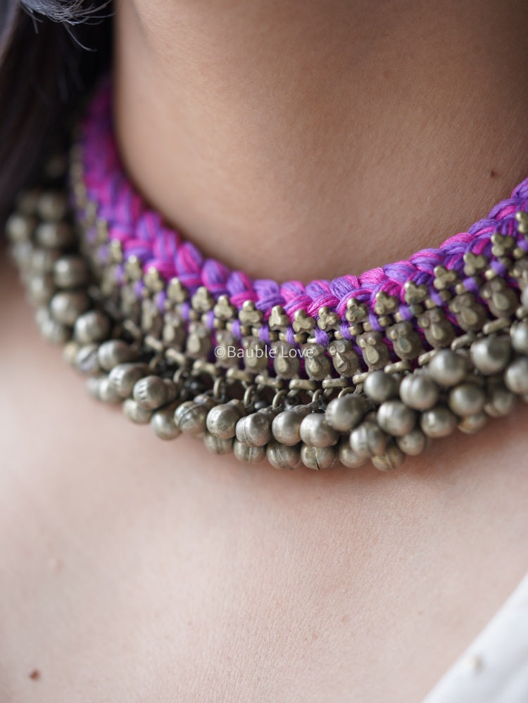 Kaya Ghungroo Choker (Pink & Purple)