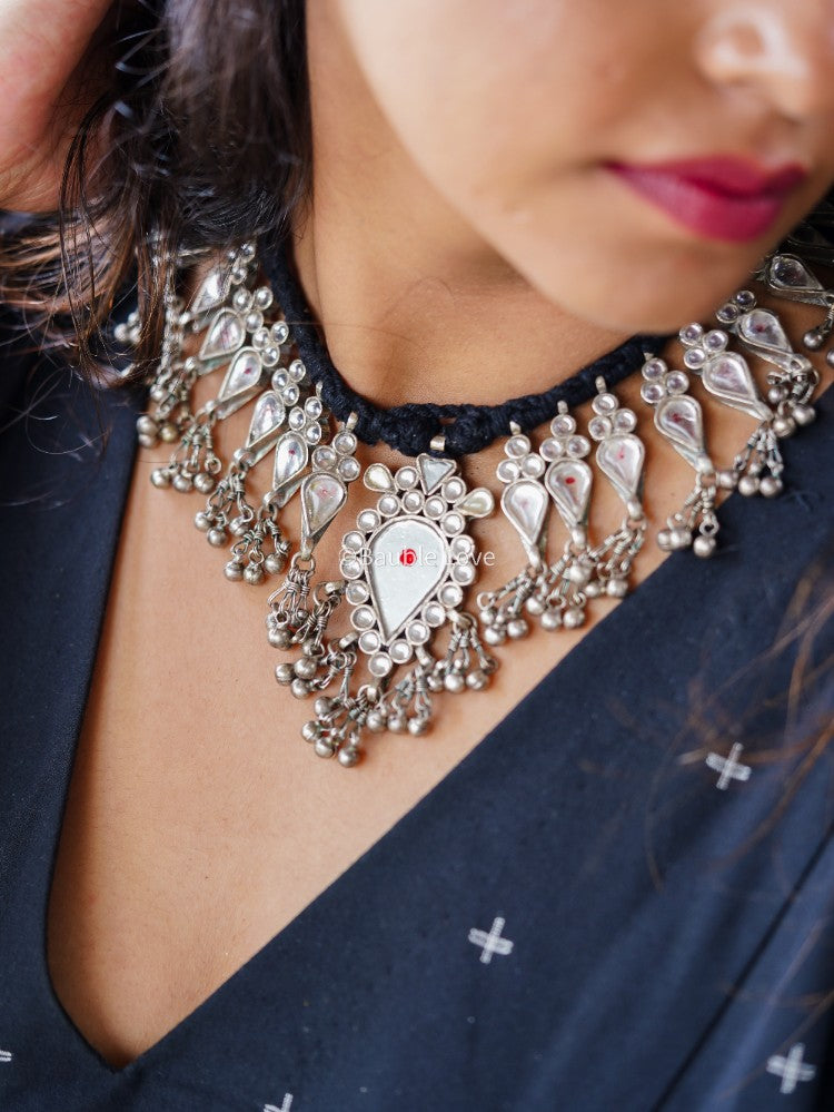 Gulmohar Glass Necklace (White)