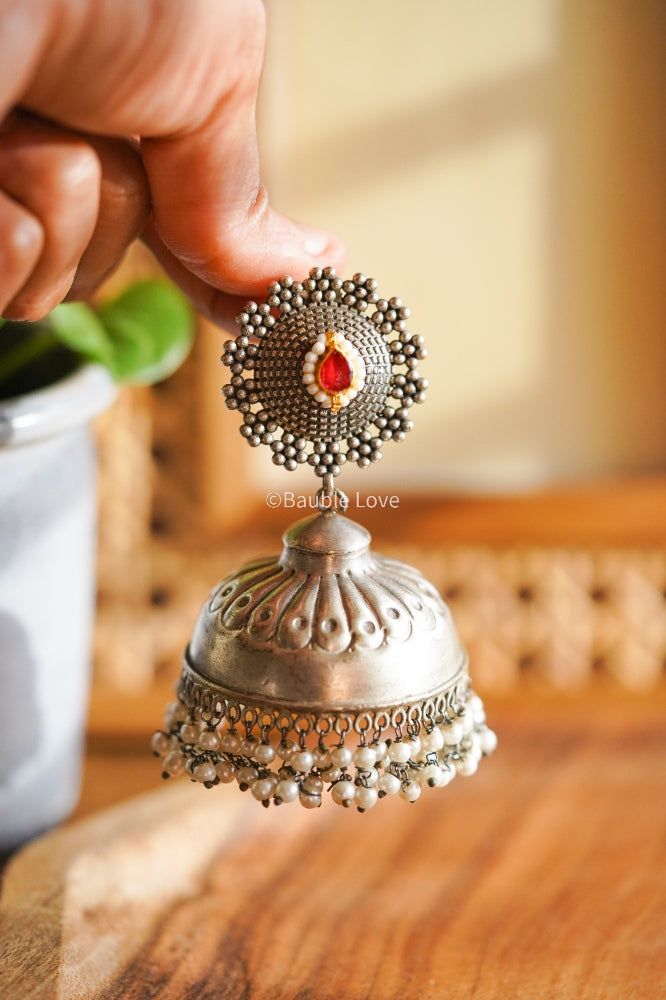 Mudra Brass Earrings (Pink)
