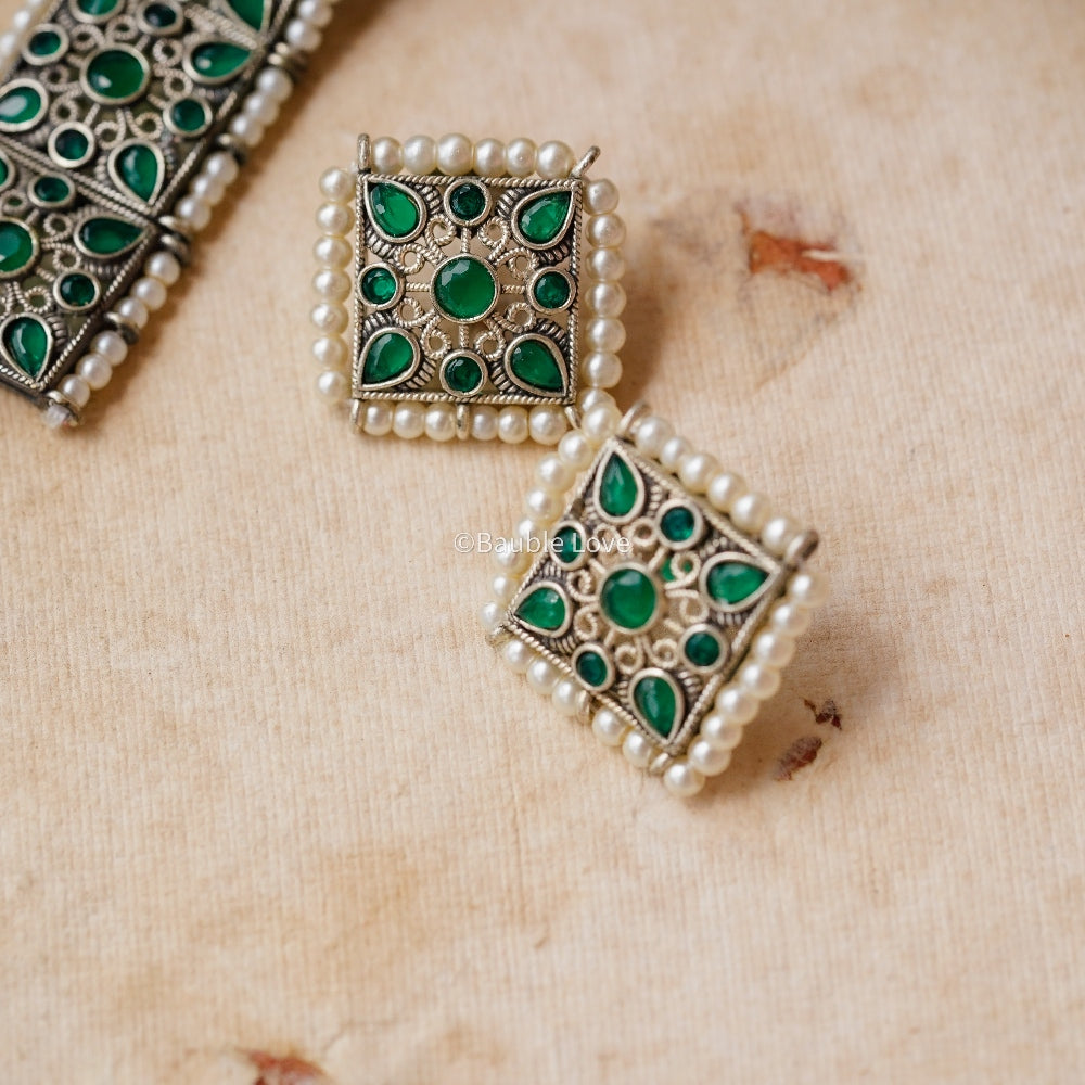 Antra Brass Choker Set (Green)