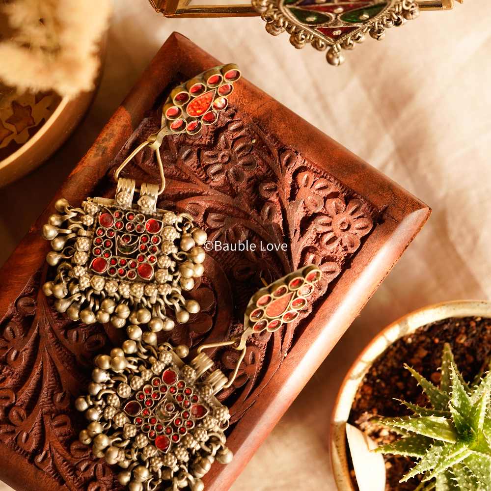 Red Afghan Earrings