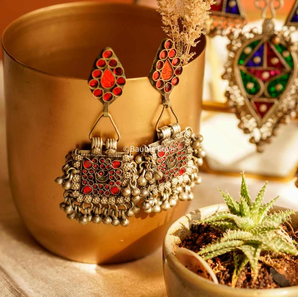 Red Afghan Earrings