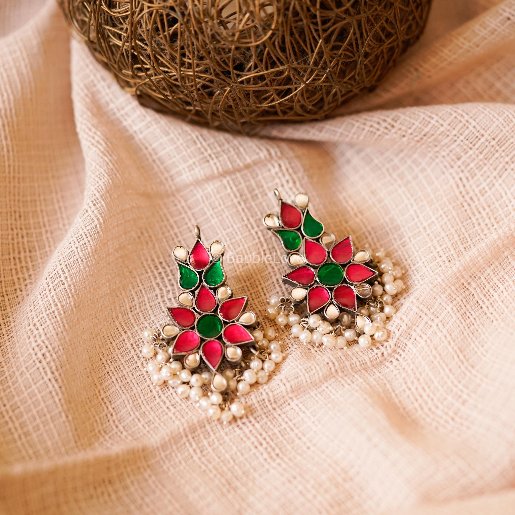 VATSALA KINDAN EARRINGS (925) - BAUBLE LOVE