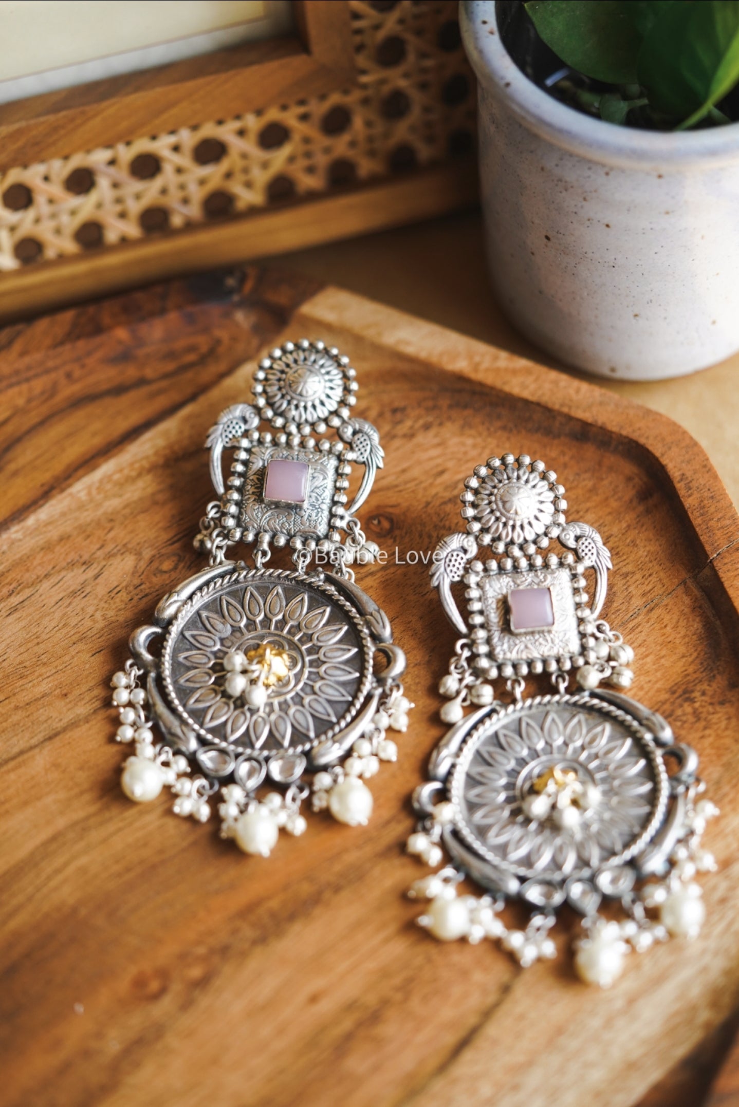 Netra Brass Earrings (Pink)