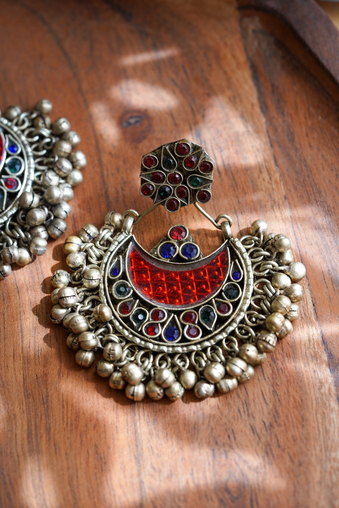 Vedah Afghan Earrings (Red)