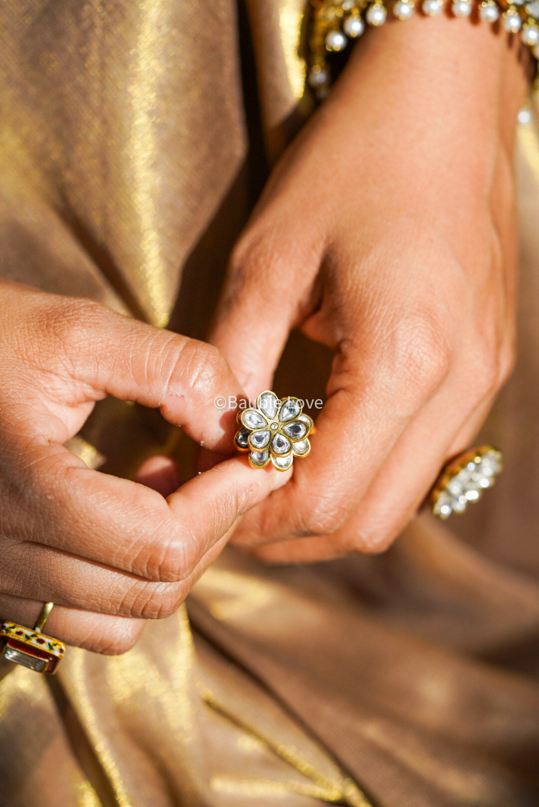 Doublet floral Jadau Ring