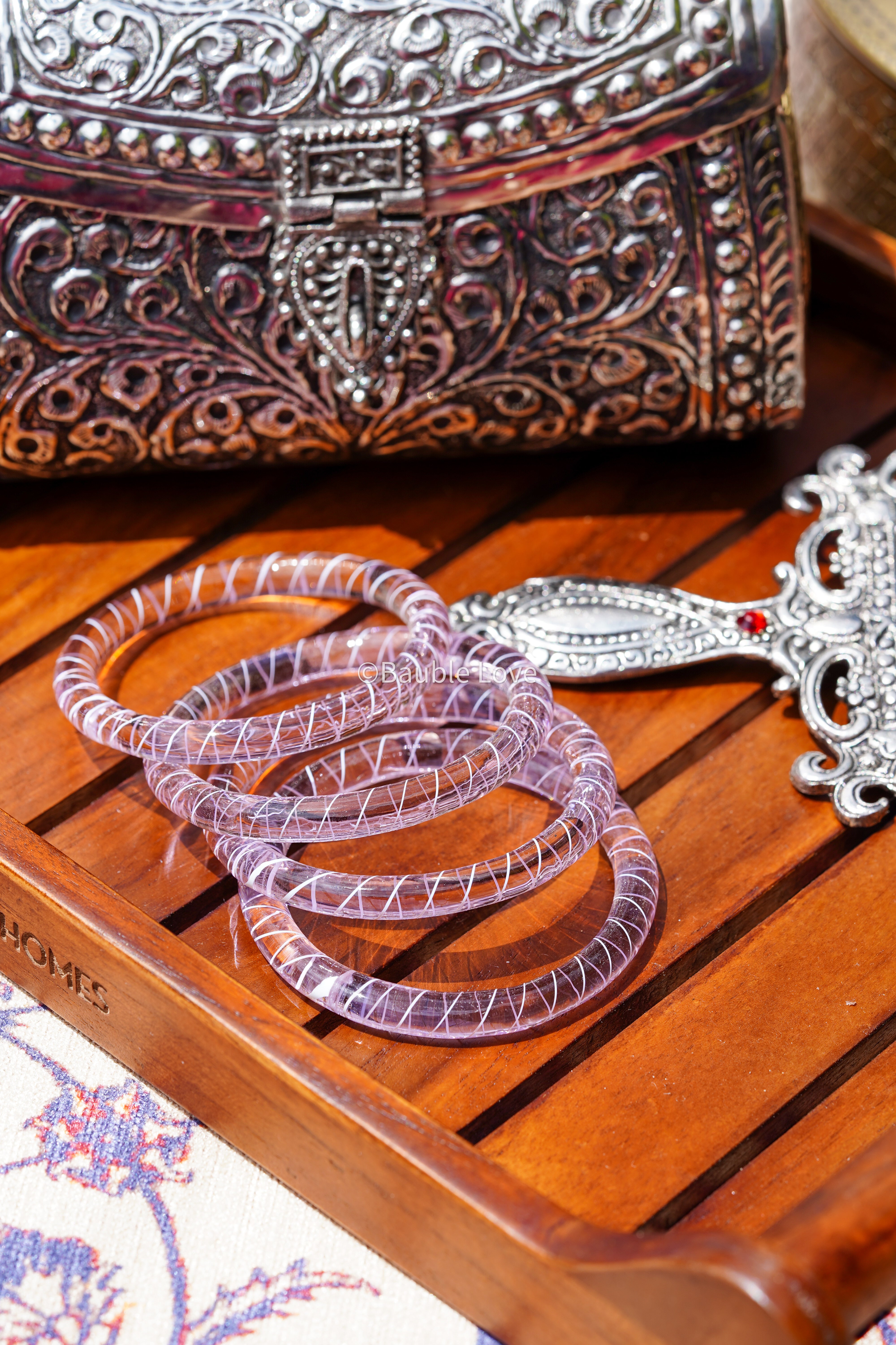 Stripe Glass Bangle (Set of 2)