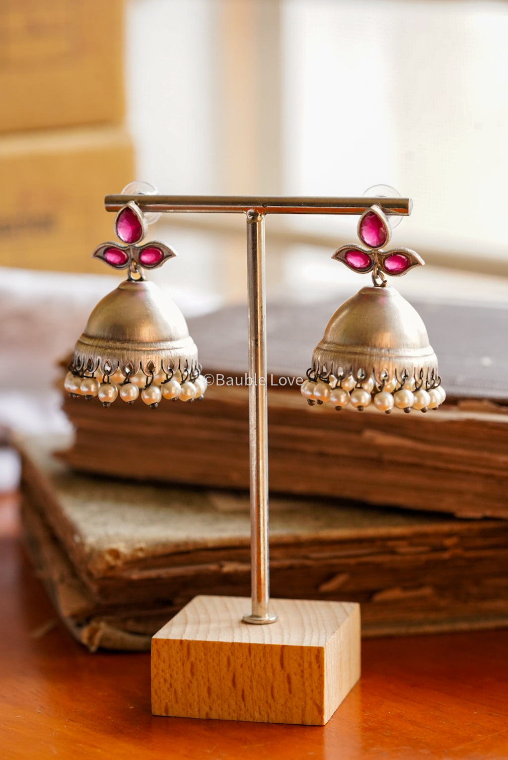 Trisha Pink Jhumka Earrings