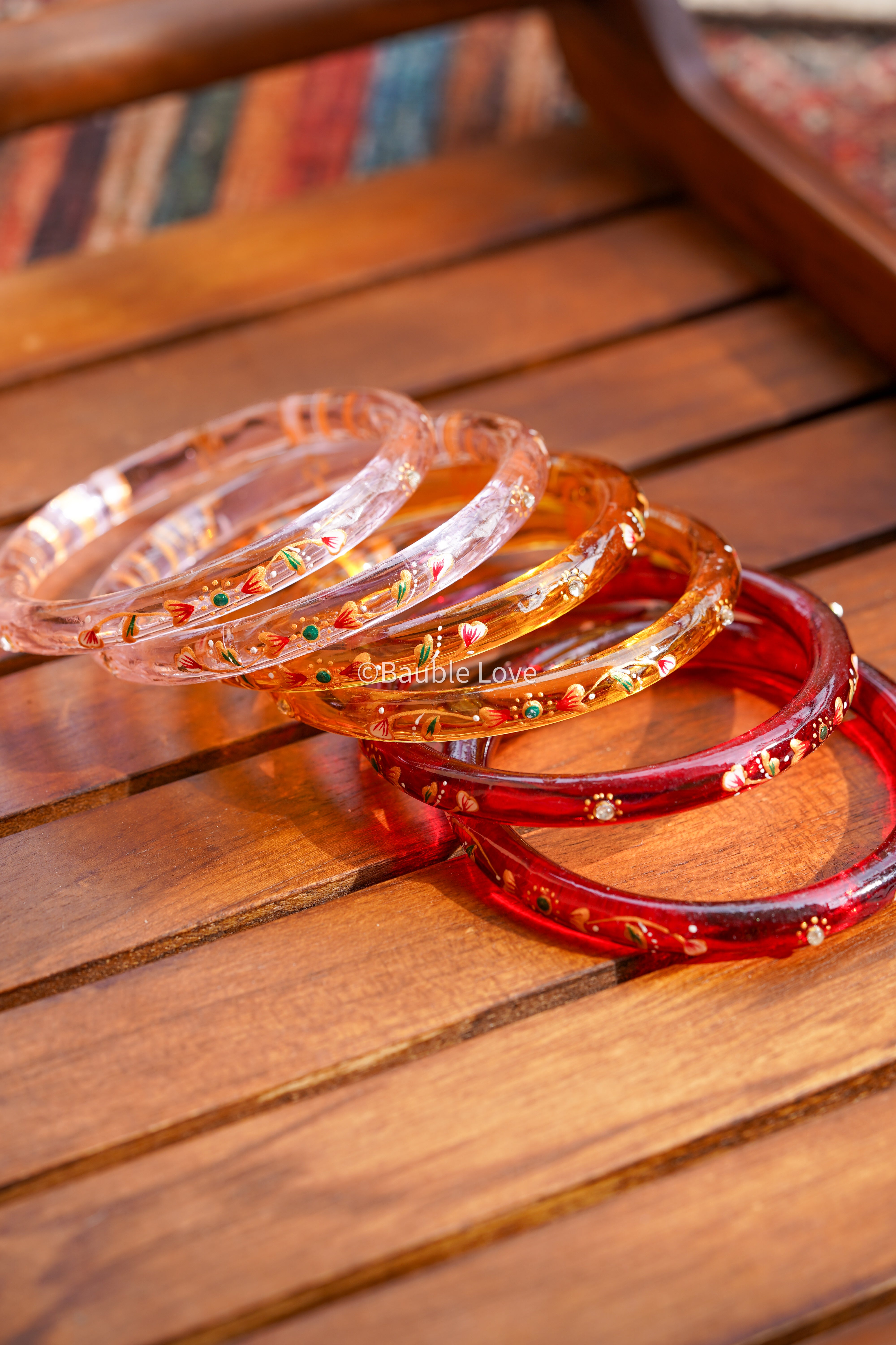 Renee Hand-painted Glass Bangle (Set of 2)