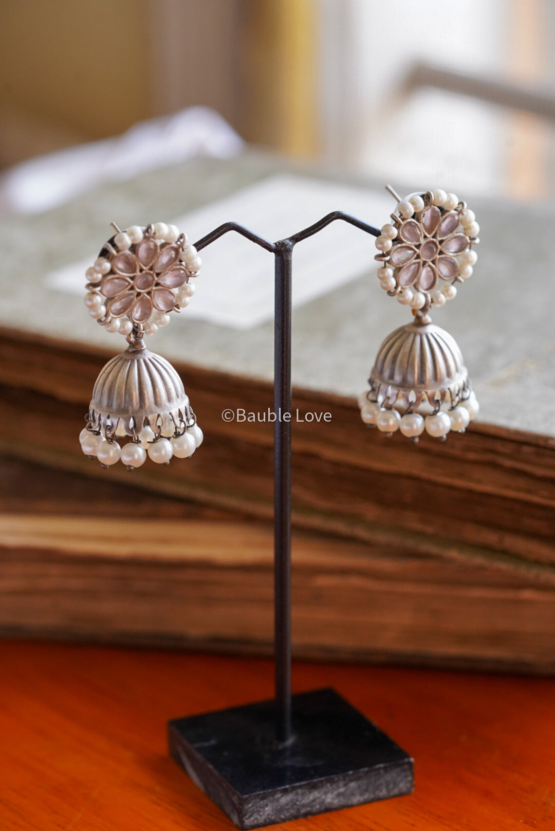 Pranshi Jhumka Earrings (Pastel Pink)