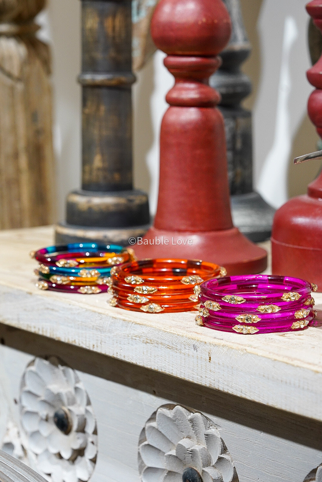 Pia Glitter Glass Bangle (Set of 4)