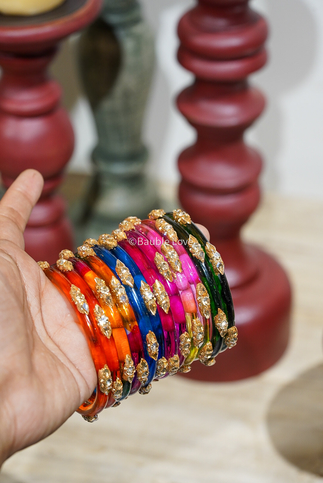 Pia Glitter Glass Bangle (Set of 4)