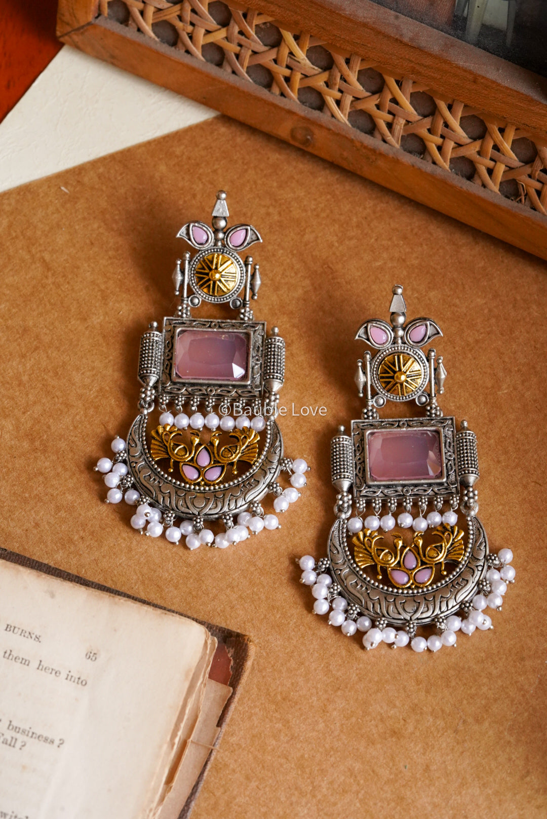 Navya Pink Chandbali Earrings