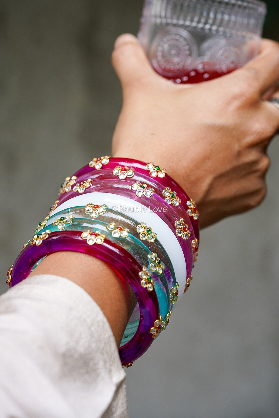 Onam Kundan Glass Bangle