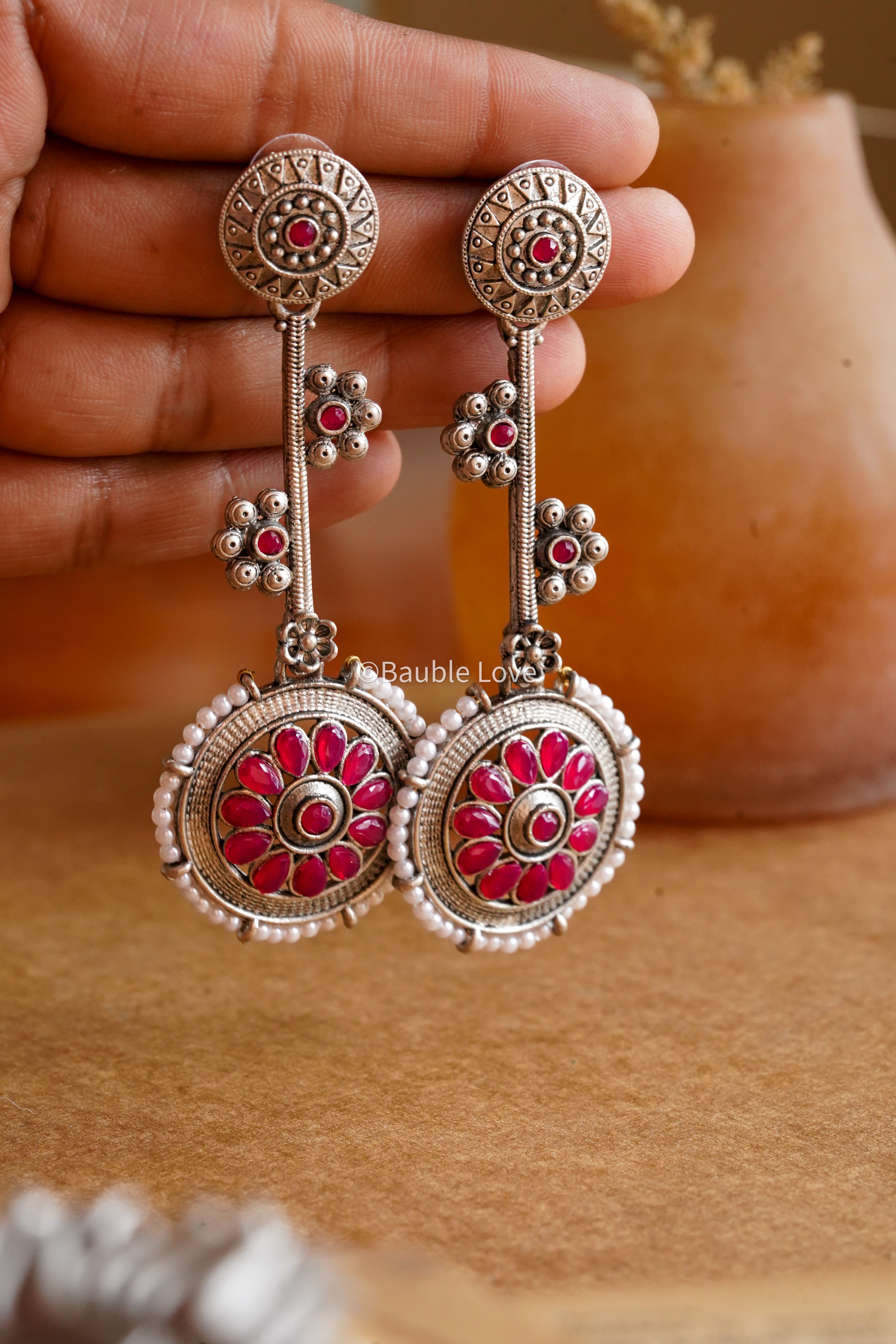 Pink Long Dangler Earrings